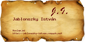 Jablonszky István névjegykártya